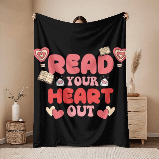Read Your Heart Out Librarian Book Lover Throw Blankets