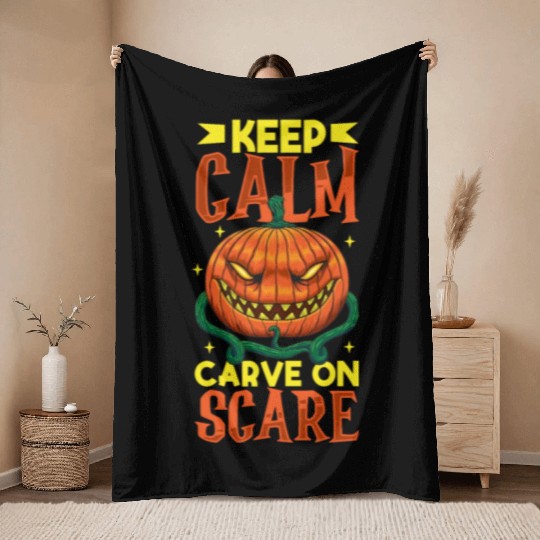Scary Pumpkin Halloween Costume Autumn Fall Gift Throw Blankets