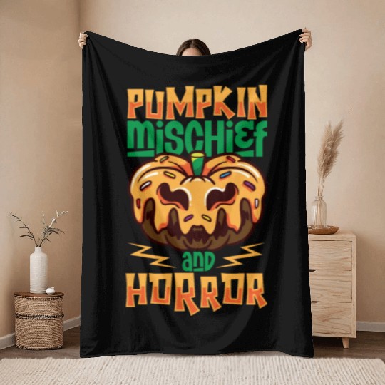 Scary Pumpkin Halloween Costume Autumn Fall Gift Throw Blankets