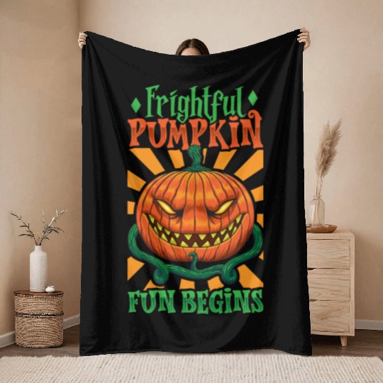 Scary Pumpkin Halloween Costume Autumn Fall Gift Throw Blankets
