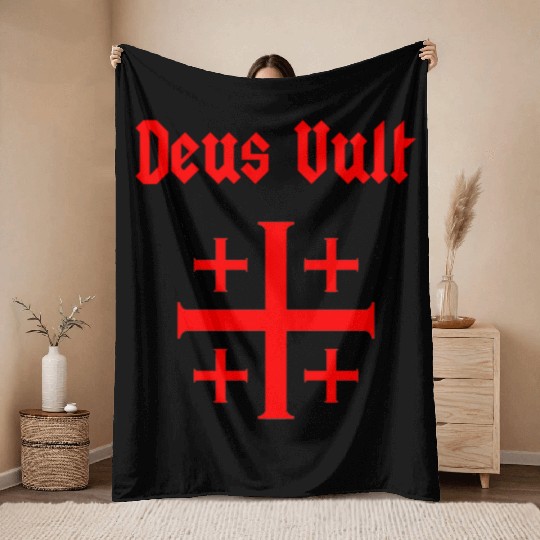 Jerusalem Cross Crus Emblem Knights Templar Throw Blankets