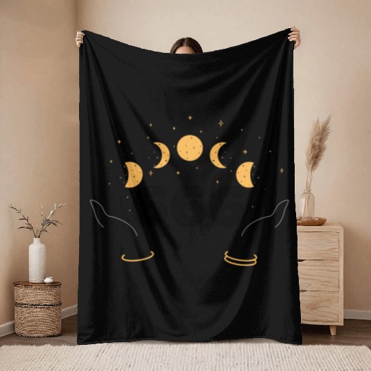 Angel Numbers 666 Moon Cycle Hands Throw Blankets