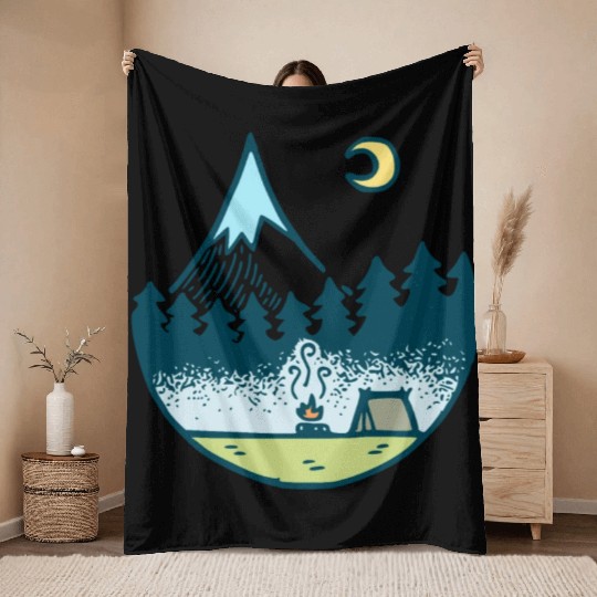 Keep It Simple (Camping At Night) Throw Blankets