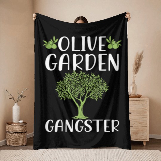 Olive Garden, Gardening, Olive Graphic Throw Blankets