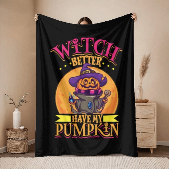 Scary Pumpkin Halloween Costume Autumn Fall Gift Throw Blankets