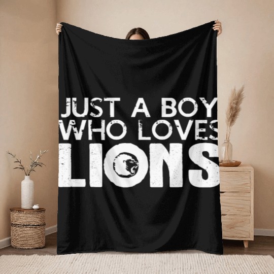 Lion Love Boy Tamer Mane Savanna Throw Blankets