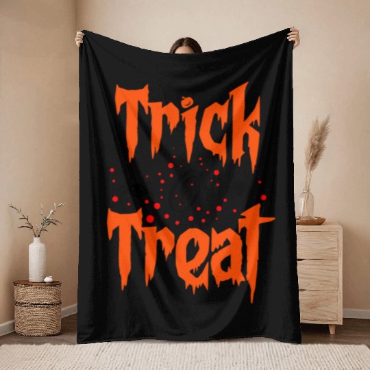 Trick Or Treat Halloween Throw Blankets Design