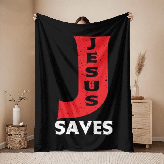 Jesus Saves Love Jesus Christian Christmas Throw Blankets