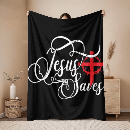 Jesus Saves Love Jesus Christmas Christian Throw Blankets