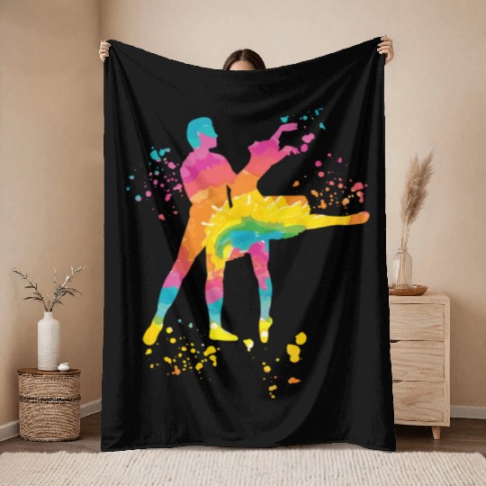 Ballet Dance Couple Woman Ballerina Throw Blankets