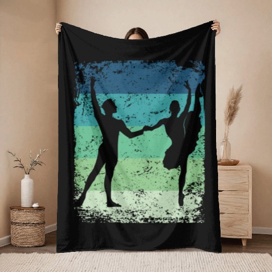Ballet Dance Couple Vintage Ballerina Throw Blankets