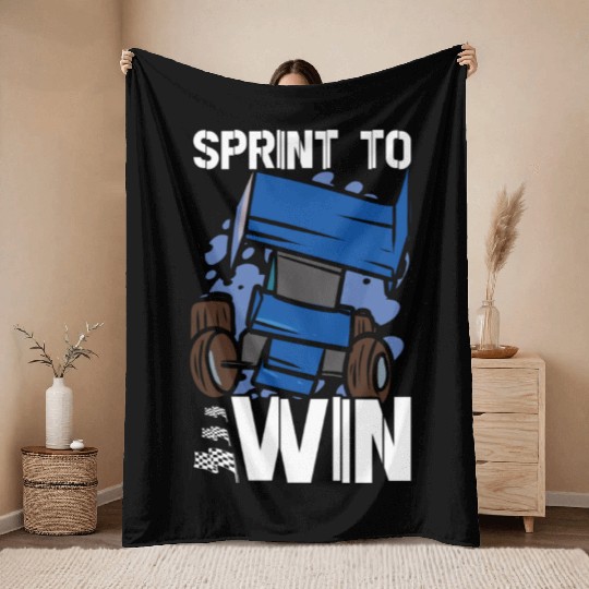 Sprint Car Mom Dirt Track Racing Racing Race Day Throw Blankets