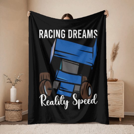 Sprint Car Mom Dirt Track Racing Racing Race Day Throw Blankets