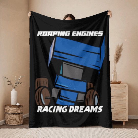 Sprint Car Mom Dirt Track Racing Racing Race Day Throw Blankets