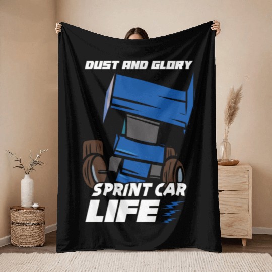 Sprint Car Mom Dirt Track Racing Racing Race Day Throw Blankets