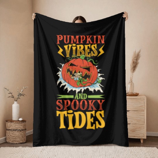 Scary Pumpkin Halloween Costume Autumn Fall Gift Throw Blankets