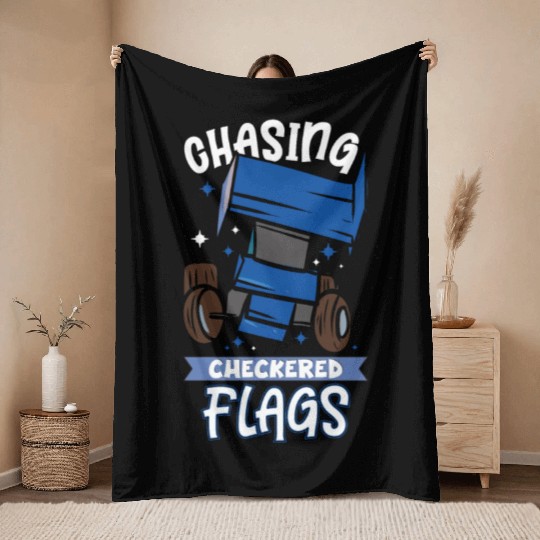 Sprint Car Mom Dirt Track Racing Racing Race Day Throw Blankets