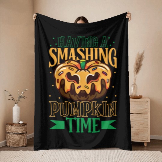 Scary Pumpkin Halloween Costume Autumn Fall Gift Throw Blankets