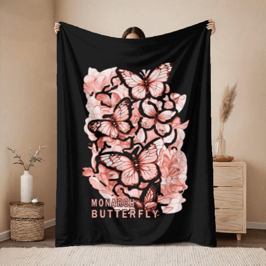 monarch butterfly Throw Blankets