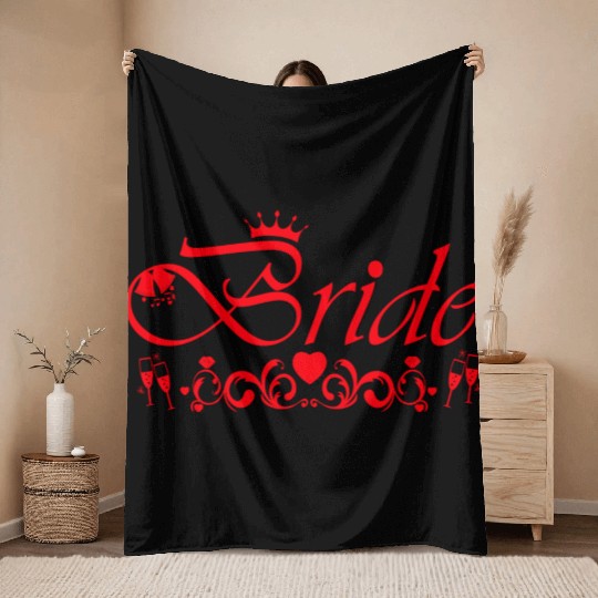 Bride Bachelorette Party Red Throw Blankets