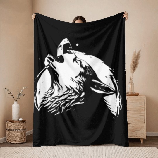 Wolf Howl Wilderness Wildlife Throw Blankets