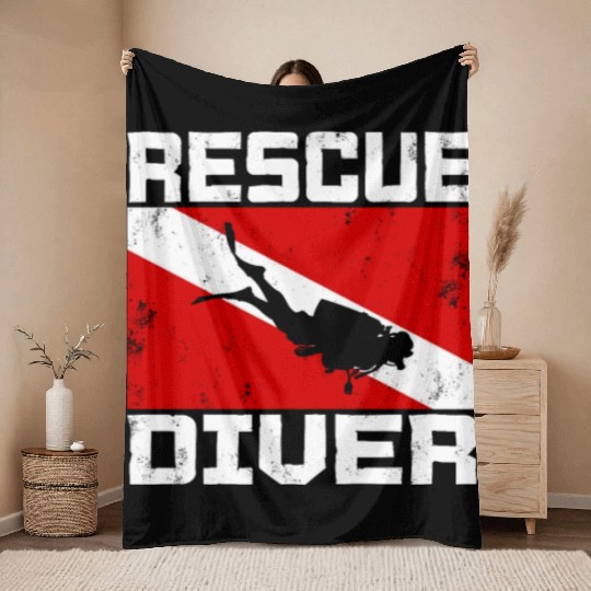 Dive Master Rescue Diver Scuba Diving Instructor Throw Blankets