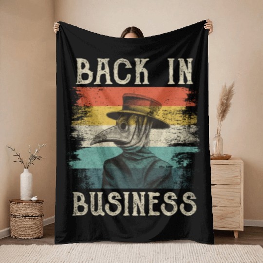 Plague Doctor Mask Vintage Retro Quarantine Humor Throw Blankets