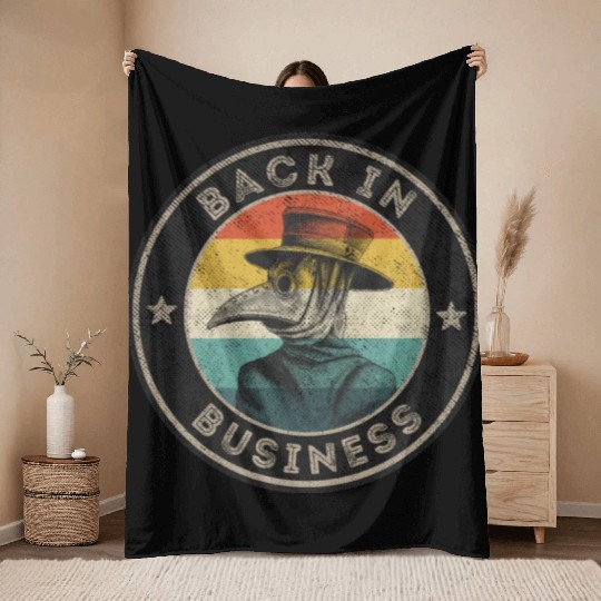Wear A Mask Plague Doctor Vintage Retro Back In Throw Blankets