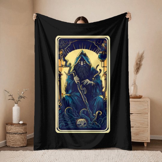 Dark Tarot Card Throw Blankets: Mystical Astrology