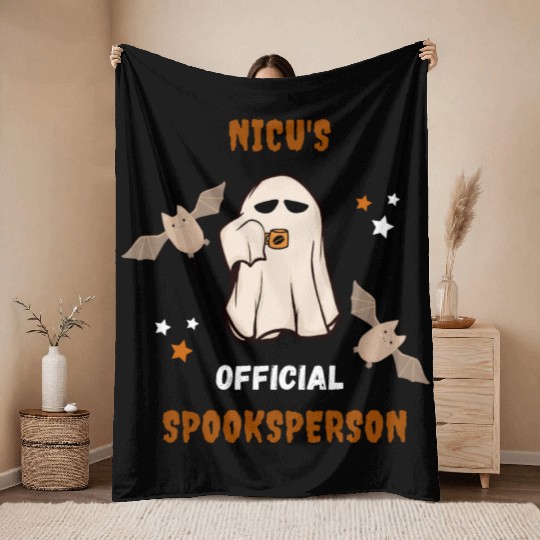 Cute NICU Halloween | NICU official spooksperson Throw Blankets