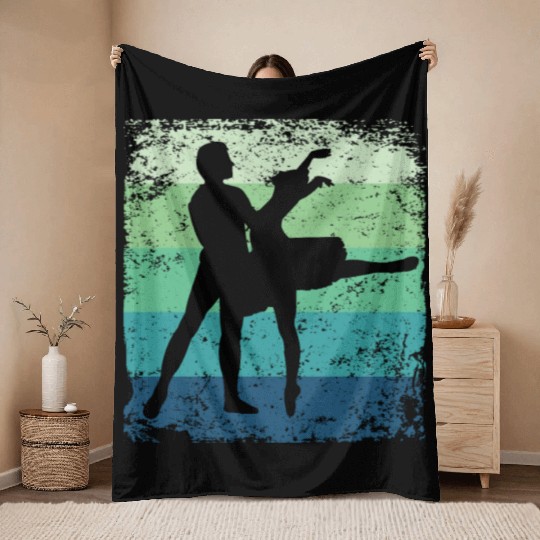 Ballet Dance Couple Vintage Ballerina Throw Blankets