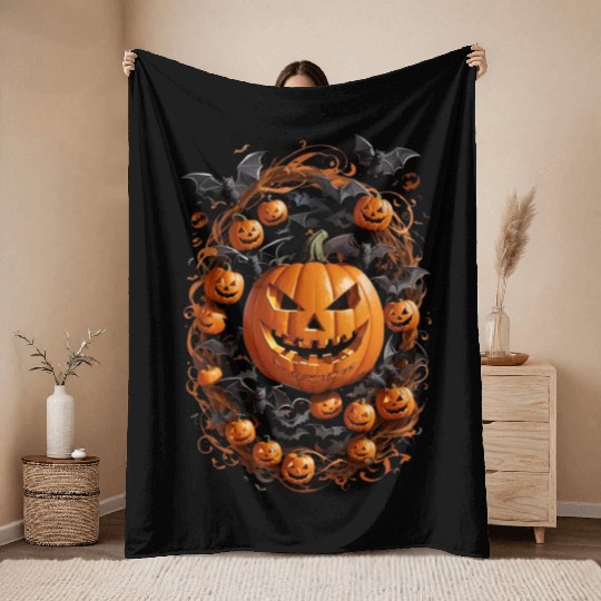 Jack-o'-Lantern Throw Blankets