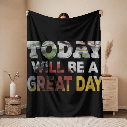 Today Will Be A Great Day Ladybug Inspirational Throw Blankets