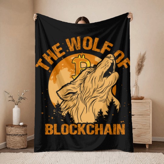 The Wolf Of Blockchain Funny Bitcoin Wall Street Throw Blankets
