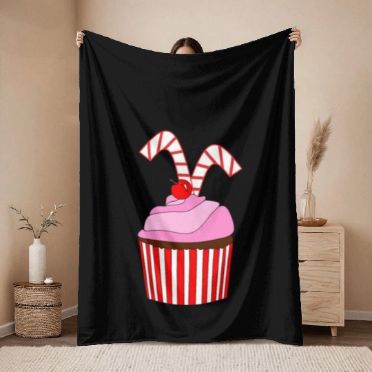 Cupcakes And Candy Canes Throw Blankets