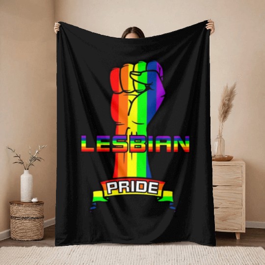 Rainbow lesbian pride Throw Blankets