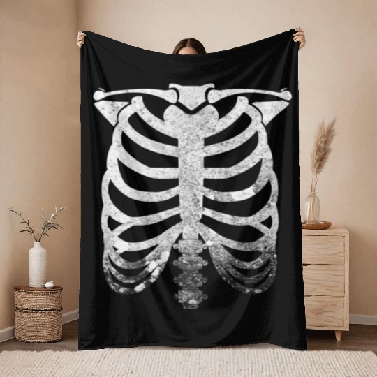 Halloween Skeleton Rib Cage Throw Blankets