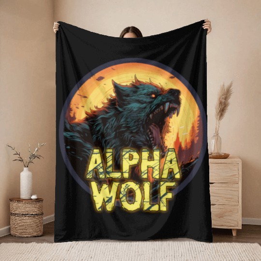 Alpha Wolf Throw Blankets