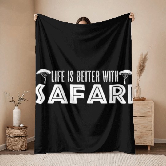 Safari Life Love Journey Expedition Lion Elephant Throw Blankets