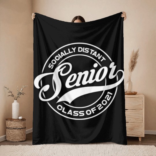 Graduating 2021 Senior Class Back To School Social Throw Blankets