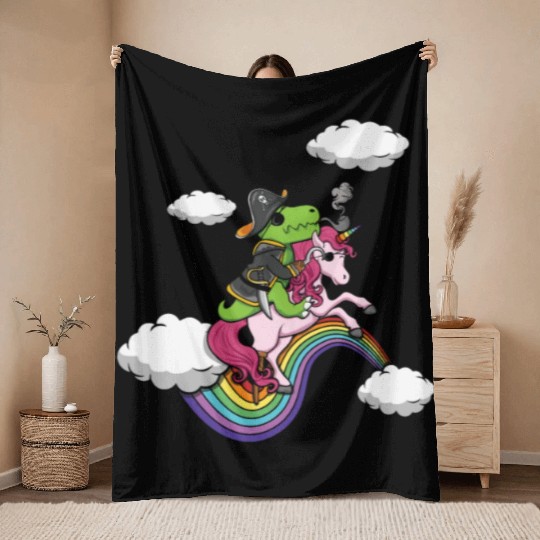 Dinosaur Pirate Unicorn Lazy Creepy Halloween Throw Blankets