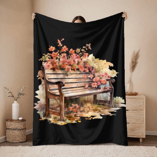 Vintage Wildflower Poster Green Botanical Wall Art Throw Blankets