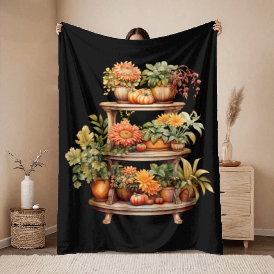 Vintage Wildflower Poster Green Botanical Wall Art Throw Blankets