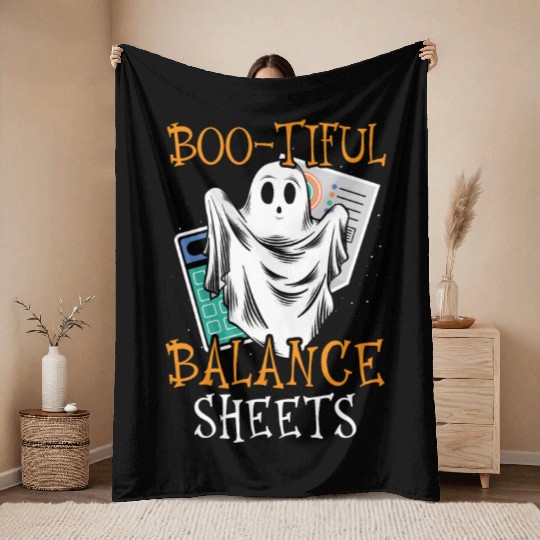Boo-tiful Balance Sheets Accountant Halloween Throw Blankets