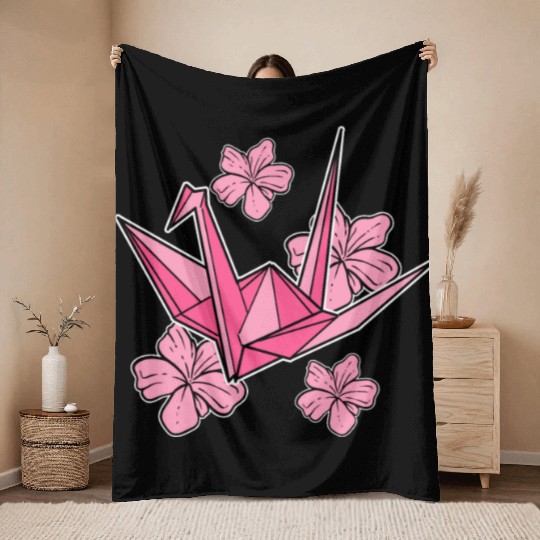 Sakura Origami Artisan Throw Blankets