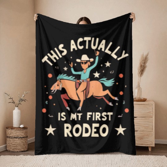 Cowboy Barn Bull Rider Rodeo Country Western Gift Throw Blankets