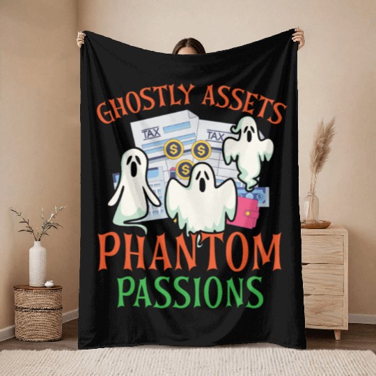 Ghostly Assets Phantom Passions Scary Halloween Throw Blankets