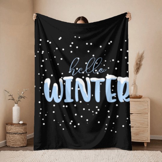 Hello winter Throw Blankets