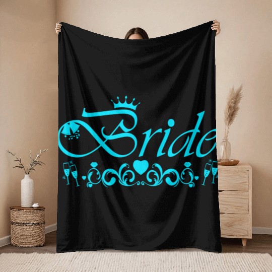 Bride Bachelorette Party Blue Throw Blankets