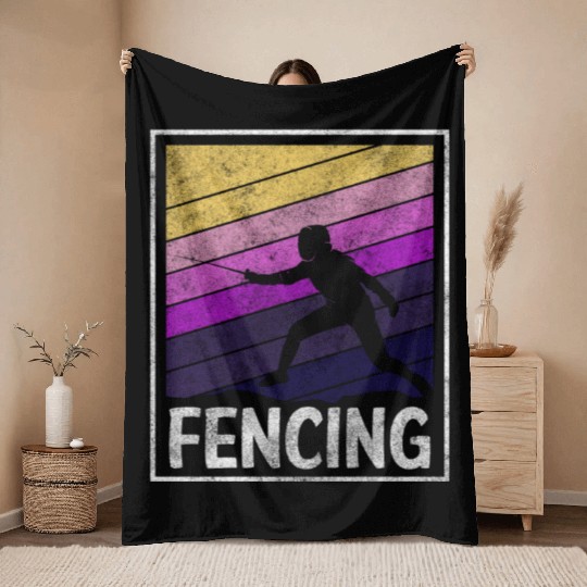 Fencing Sport Sport Fencing Throw Blankets